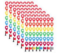MBAIYO 336pcs Colorful Map Location Marker Pointer,Map Location Stickers Self Adhesive Peel and Stick Indicator Labels for Marking Camping Adventure Sites Travel Destinations