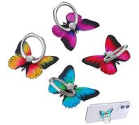 MBAIYO 4 Pcs Butterfly Phone Ring Holder for Phone Case, Cute Butterfly Pattern Painted Metal Finger Stand Kickstand 360°Rotation Grip Stand Cute Finger Holder Compatible with All Smartphones & Tablet