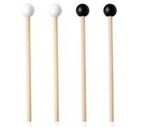 MBAIYO 4 Pcs Steel Tongue Drum Mallets, 5.9 Inch Rubber Drum Mallets Sticks for Xylophone Glockenspiel Musical Instruments Mallet White Birch Wood Handle Silicone Head Percussion Sticks