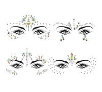 MBAIYO 4 Sets Face Gems for Women, Self Adhesive Glitter Freckles Face Jewels Temporary Tattoo Eyes Faces Gems Stickers On Rave Festival Party Mermaid Rainbow Gem Halloween Makeup Dress-up