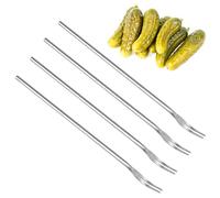 MBAIYO 4Pcs Pickle Forks, 8.66 Inch Pickle Forks for the Jar Long Handle Pickle Grabber Tool Olive Fork Stainless Steel Cocktail Fork for Jars Olives Cocktails Desserts Fruit