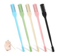 MBAIYO 5Pcs 2 in 1 Manual Nose Hair Trimmer, 360° Rotating Nasal Hair Cutter with Ear Cleaner for Men & Women, Manual Portable Nose Clippers Set in 5 Colors