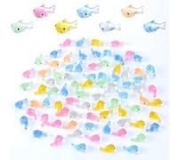 MBAIYO 80PCS Mini Luminous Resin Animals, Glow in The Dark Mini Shark Figurines Tiny Plastic Animal Figures for Fairy Garden Aquarium Dollhouse DIY Decor