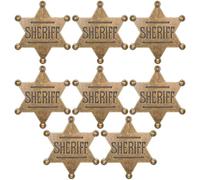 MBAIYO 8pcs Western Sheriff Star Badge Pin, Sheriff Badge Brooch Metal Adult Cowboy Party Decoration Retro Western Police Themed Hexagram Medallion Pins Carnival Prizes Birthday Party Bag Gift Filler