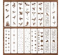 MBAIYO Dragon Stencils for Painting, 16pcs Dragon Star Moon Cloud Pattern Stencils for Book Edge Crafts Wood Burning Drawing Art Paint Patterns DIY Wood Wall Canvas Floor Furniture Crafts