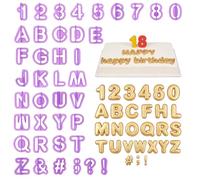 MBAIYO Fondant Letter Cutters Set, 40 Pcs Plastic Alphabet Molds, Clay Letter Stamps for Fondant, Cake Decorating Tools for Learning Letters, Number, Counting, and Crafting 0.94x0.83 Inch (Purple)