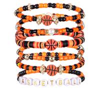 MBAIYO Game Day Bracelets Basketball, Football Baseball Soccer Beaded Bracelets for Women Stackable Game Day Sports Theme Bracelet Mom Accessories Gifts