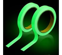 MBAIYO Glow in The Dark Tape, 20m Lasting Bright Fluorescent Warning Tape 0.47/0.39in Widths Warterproof Glow in The Dark Stickers Strong Adhesive Night Decorations Stairs Walls Safe Exit Sign