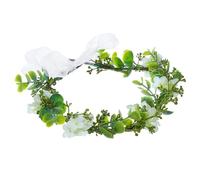 MBAIYO Green Leaf Flower Crowns for Women, Bridal Flower Crown Mistletoe Bride Hair Accessories Bohemian Floral Headpiece Eucalyptus Headband With Ribbon for Wedding Birthday Party Festival Photo Prop