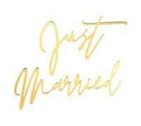 MBAIYO Just Married Acrylic Cake Topper, Personalized Wedding Cake Decorations Married Style Decor for Wedding Bride and Groom 10x9cm Black(Gold)