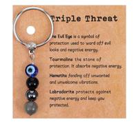 MBAIYO Natural Crystal Keychain Gift, Evil Eye Charm Keychains Healing Stones Inspirational Keychain for Women Purse Charms Bag Charm