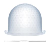 MBAIYO Punched Silicone Highlight Hair Cap with Needle, Professional Reusable Highlighting Poked Hole Cap for Color Hair Salon Hairdressing Dyeing Staining Tools for Women and Men(Blue)