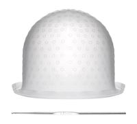 MBAIYO Punched Silicone Highlight Hair Cap with Needle, Professional Reusable Highlighting Poked Hole Cap for Color Hair Salon Hairdressing Dyeing Staining Tools for Women and Men(White)