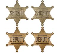 MBAIYO Sheriff Badge, Deputy Badge Metal Adult Cowboy Party Decoration Retro Hexagram Western Police Themed Medallion Pins Carnival Prizes Birthday Party Bag Gift Fillers