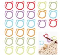 MBAIYO Stitch Markers for Crocheting, 24pcs Cat Metal Crochet Markers Ring Multicolor Knitting Stitch Marker Cat Crochet Stitches Marker Set for DIY Weaving Knitting Sewing Tools