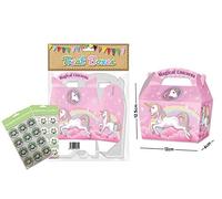 MBB 20 Girls Pink Rainbow Unicorn Party Treat Boxes Cupcake Favour Sweet Gift Box & Sticker Seals