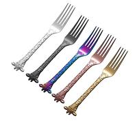 MBB 5 PCs Giraffe Handle Serving Forks Desserts Pick Up Food Server Stainless Steel Flatware Dinnerware