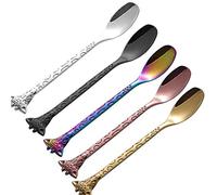 MBB 5 PCs Giraffe Handle Tea Coffee Spoons Desserts Cakes Ice Cream Server Stainless Steel Flatware Dinnerware