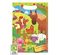 mbb Boys Girls Party Goodie Bags - Birthday Loot Treat Recyclable Plastic Candy Bag (FARM, 20 Bags)