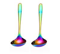 MBBITL 2-Pack Rainbow Soup Ladle 304 Stainless Steel Spoon Colorful Kitchen Serving Sauce Server