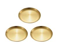MBBITL 3 Pack Gold Dinner Plates Round Food Serving Dishes Plates Brushed Finished Stainless Steel 5.5 inches for Appetizer Cookie