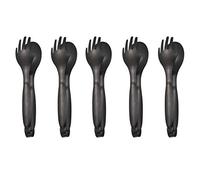 MBBITL 5 x Flatware Serving Tongs 8 inch Stainless Steel Appetizer Buffet Tongs Fork Spoon Design - Black