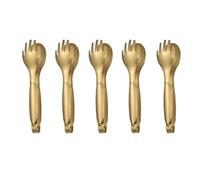 MBBITL 5 x Flatware Serving Tongs 8 inch Stainless Steel Salad Buffet Tongs Fork Spoon Design - Gold