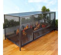 MBBTAG Chicken Cage Coop for Yard with Cover - Secure Rabbit Cage Hutch for Guinea Pigs, Weatherproof Metal Frame & Lockable Doors, Indoor/Outdoor Animal Enclosure(Black,150x58x62cm)