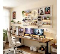 MBBTAG Metal Pegboard Wall Organizer, Peg Board Panels with Frame and 10 Hooks, Square Storage Display Stand, Modular DIY for Garage, Kitchen, Office, Craft Room, Sewing Room(White,40x60cm(6PCS))