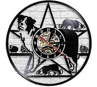 mbbvv Border collie dog wall clock Border collie training club herding dog breed wall decoration LED vinyl record wall clock for dog lovers
