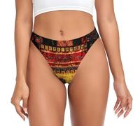MBCbjg African Elephant Patchwork Print Women'S Thongs Underwear, Low Rise Seamless No Show G-String, Stretch Breathable Panties Black