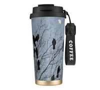 MBCbjg Black Crow Birds Print Insulated Coffee Mug 316 Stainless Steel Vacuum Cup, Keeps Hot and Cold Tea Tumbler
