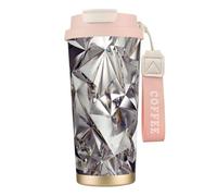MBCbjg Diamond Pattern Print Insulated Coffee Mug 316 Stainless Steel Vacuum Cup, Keeps Hot and Cold Tea Tumbler