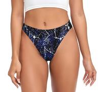 MBCbjg Glow In The Dark Print Women'S Thongs Underwear, Low Rise Seamless No Show G-String, Stretch Breathable Panties Black