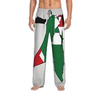 MBCbjg State Of Palestine Flag Map Print Mens Bottoms Pyjama Pants, Soft Sleep Trousers With Pockets, Lightweight Loungewear Pjs For Comfortable Sleep And Lounge