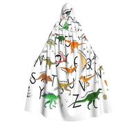 MBCbjg Stylish Learning Alphabets With Dinosaurs Print Unisex Adults Hooded Cloak Cape For Halloween Cosplay, Witch, Vampire, And Party Costumes