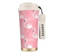 MBCbjg Summer Flamingo Palm Leaves Print Insulated Coffee Mug 316 Stainless Steel Vacuum Cup, Keeps Hot and Cold Tea Tumbler