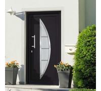 MBDRKVGF Front Door 98 x 190 cm Aluminium Entrance Door, Anthracite PVC | 5-point lock, includes mounting kit, 3D hinges, heat protection glazing