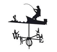 MbeLLO Garden weathervane,Weathervane for Garden Weather Vane For Roofs，Weather Vanes For Yard Large，Weathervane For Fence，-Fisherman And Pole Garden Outdoors Weathervan