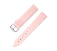 MBello Genuine Leather Watchband Ultra Thin Soft Waterproof Band Straps, Pink, 13mm