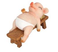 MBGAJTXCB Pig Statue, Mini Pig Figurine, Cute Rustic Lifelike Look Lying On Bench with Hand Painted Face, Durable Resin Animal Statue for Garden Patio Backyard Office Decor