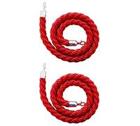 MBHHU Control Rope，2 Pcs Barrier Ropes With Gold Hook, Set Of 2 Crowd Rope, Braided Hemp For Queue Divider Of Restaurant Movie Theater Hotel Celebration(Red A(Red B,1.2m (4 ft))