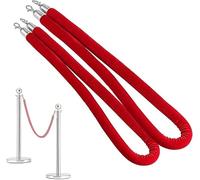 MBHHU Control Rope,Crowd Ropes Safety Barrier 2 Pack Velvet Rope For Grand Openings, Column,Stanchion Hanging With Hooks, Barrier(Red,9ft/274cm)(Red,3.3ft/100cm)