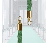 MBHHU Control Rope，Stanchion Hemp Rope Barriers Queue Line For Stanchion Posts Pole, Safety Barrier With Polished Snaps,Column, Rope(Green(Green Gold Hooks,1m/3.3ft)