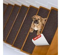 MBIGM 8" X 30" (15-Pack) Non-Slip Carpet Stair Treads Non-Skid Safety Rug Slip Resistant Indoor Runner for Kids Elders and Pets with Reusable Adhesive, Brown