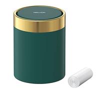 Mbillion 1.5L Mini Bin with Lid, Desktop Small Trash Can Recycling Cute Metal Garbage for Tabletop Countertop Use,Stainless Steel 0.4Gal Waste Can Parlor Car Bedroom,Swing Lid Open (Dark Blue)