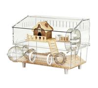 Mbiyhgta Big Hamster Cage, 2-Layer Clear Acrylic Habitat, Gerbil Cage, for Pet Shop Yard Observation Indoor Play Outdoor Home