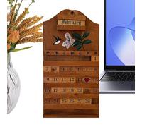 Mbiyhgta Block Calendar for Desk,Hummingbird Carving Reusable Wooden Date Display,Portable Desk Calendar - for Farmhouse Bookshelf Home Office Living Room Bedroom