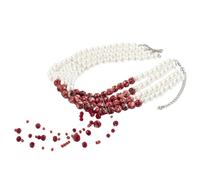 Mbiyhgta Blood Effect Necklace with Pearls, Bijoux for Costume Gothic Vampire Party, Clavicle Jewel Decoration for Cosplay Parties Theme Events Roles Holiday