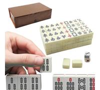 Mbiyhgta Chinese Mahjong Game Set - Premium Mahjong Tiles Games, Chinese Version Game Set | Mah Jong Traditional Game with 144 Tiles, Authentic Mahjong Board Game for Strategic Gameplay, Travel